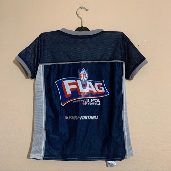 NFL Dallas Cowboys Reversible Flag Football Jersey Navy Blue/White Youth Medium - Picture 2 of 7